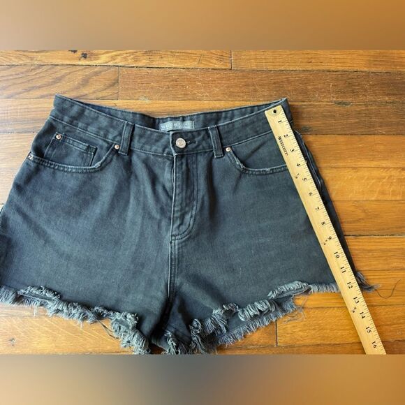 Black women’s size 10 Denim co black frayed distressed 100% cotton jean shorts - Picture 3 of 11